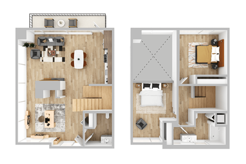 Floor plan for 2 beds, 2 baths, 1398 sqft